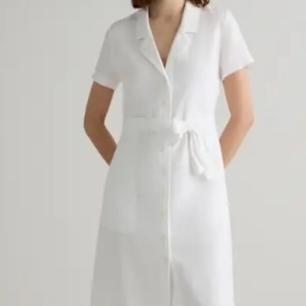 Quince White 100% European Linen Shirtdress Size L